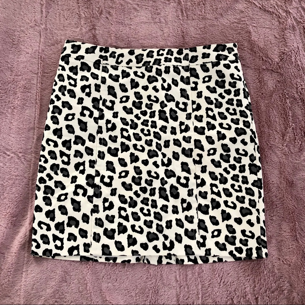 Leopard Print Pencil Skirt - Black & White
